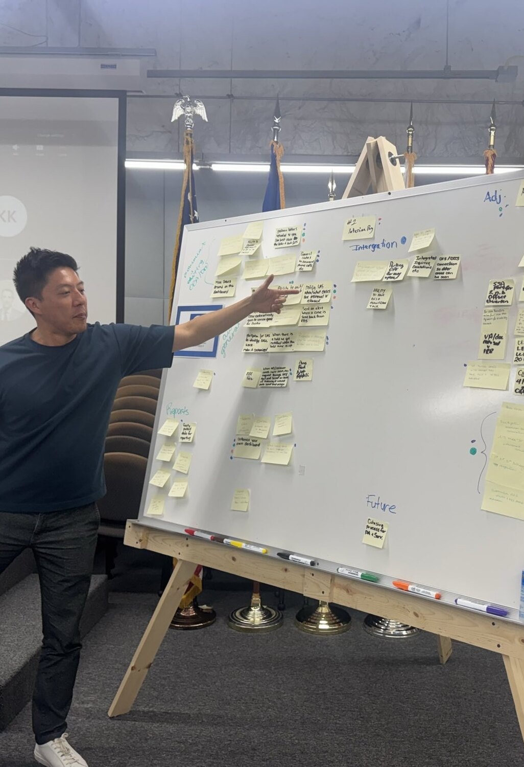 A GovMaxxing operator mapping an institutional workflow on a whiteboard